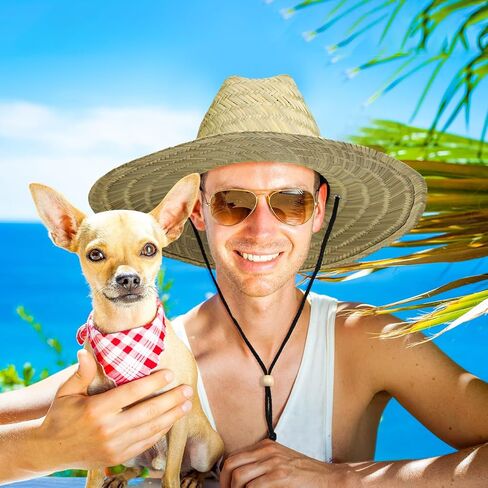 Funtery 12 Pack Straw Hat for Men Summer Large Brim Farmer Sun Hat in Kuwait