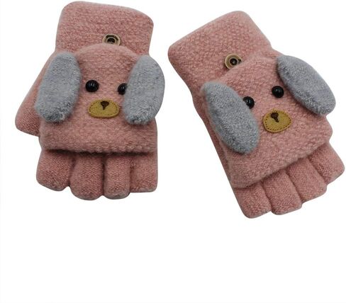 Unisex Thick Plush lined Gloves with String Squeeze Sound Christmas Elk Pattern for Toddler Kids Winter Knit Mittens(0 to 4Y) in Kuwait