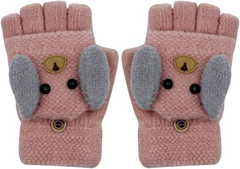 Unisex Thick Plush lined Gloves with String Squeeze Sound Christmas Elk Pattern for Toddler Kids Winter Knit Mittens(0 to 4Y) in Kuwait