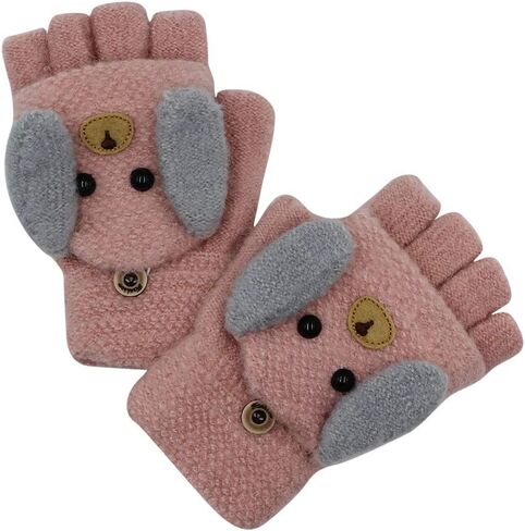 Unisex Thick Plush lined Gloves with String Squeeze Sound Christmas Elk Pattern for Toddler Kids Winter Knit Mittens(0 to 4Y) in Kuwait