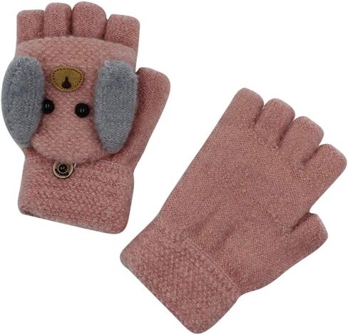 Unisex Thick Plush lined Gloves with String Squeeze Sound Christmas Elk Pattern for Toddler Kids Winter Knit Mittens(0 to 4Y) in Kuwait