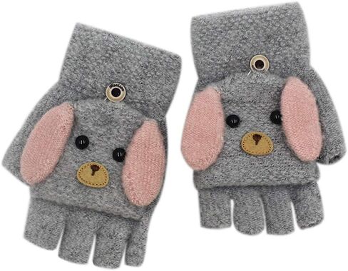 Unisex Thick Plush lined Gloves with String Squeeze Sound Christmas Elk Pattern for Toddler Kids Winter Knit Mittens(0 to 4Y) in Kuwait