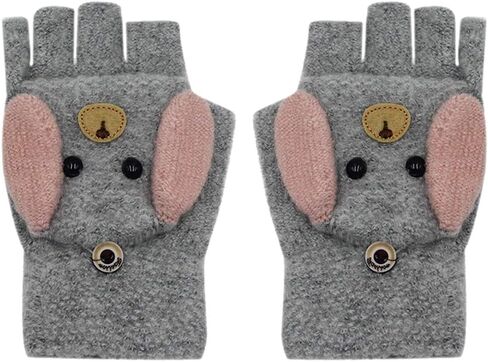 Unisex Thick Plush lined Gloves with String Squeeze Sound Christmas Elk Pattern for Toddler Kids Winter Knit Mittens(0 to 4Y) in Kuwait