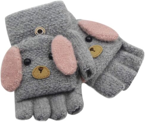 Unisex Thick Plush lined Gloves with String Squeeze Sound Christmas Elk Pattern for Toddler Kids Winter Knit Mittens(0 to 4Y) in Kuwait