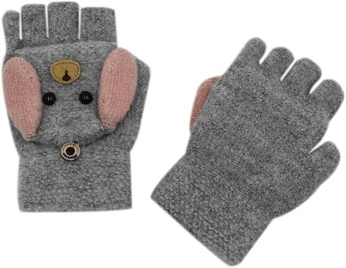 Unisex Thick Plush lined Gloves with String Squeeze Sound Christmas Elk Pattern for Toddler Kids Winter Knit Mittens(0 to 4Y) in Kuwait