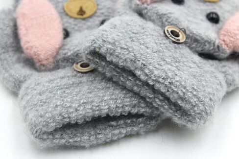 Unisex Thick Plush lined Gloves with String Squeeze Sound Christmas Elk Pattern for Toddler Kids Winter Knit Mittens(0 to 4Y) in Kuwait