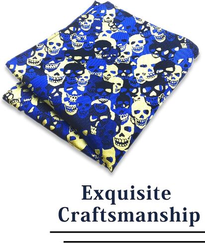 مجموعة ربطات عنق على شكل جمجمة من QCWQMYL للرجال في حفلة الهالوين بجيب مربع وربطة عنق مربعة in Kuwait