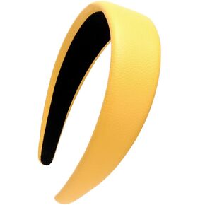 1.7 Inch Leather Hard Headband Wide Headband Padded Headband Hairband for Women (Black)