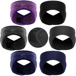 SATINIOR 6 Pcs Winter Ear Warmer Headband Adjustable Stretchy Ear Muffs Full Cover Sweatband for Women Men Outdoor Activity