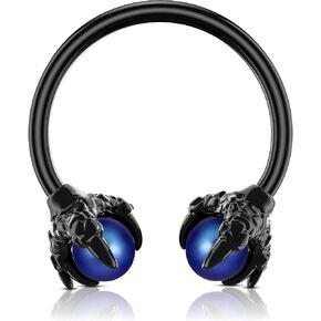 OUFER 316L Surgical Steel Circular Earrings Two White Opals Surrounded by Dragon Claws Cartilage Earing Ear Body Piercing Jewelry Helix Earrings Piercing… in Saudi Arabia