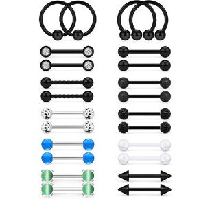 Oufksiyy 12 Pairs Nipple Rings Elegant CZ Stone Nipple Barbell Piercing 316L Stainless Steel 14G Nipple Tongue BarBell Body Piercing Jewelry for Women Jewelry in Kuwait