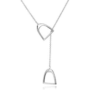 Gzrlyf Double Stirrup Lariat Y Necklace Horse Stirrup Necklace Gift for Women Girls