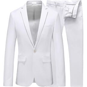 UNINUKOO Mens Suit Slim Fit 1 Button 2 Piece Wedding Party Holiday Solid Color Tux Suits for Men