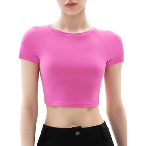 PUMIEY Women's Short Sleeve Crop Tops Crew Neck T Shirt Sexy Tee Smoke Cloud Collection in Saudi Arabia