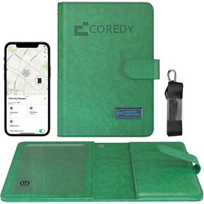 Coredy Passport Holder with Bluetooth Tracker, Works with Apple Find My (iOS Only), Worldwide Locate Passport Cover, Sound & LED Lights Indicator, 3-Year Long Battery Life, Travel Essentials