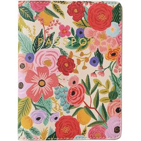 RIFLE PAPER CO. Passport Holder | Travel Essentials for Women, Card and Passport Anti Theft Wallet, Sized to Fit All Standard Passports, 5.5" L x 4.25" W (Closed), Bon Voyage