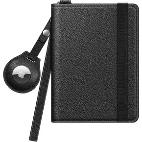 Fintie Passport Holder with Airtag Holder, Slim Travel Wallet RFID Blocking Card Case Cover Passport Cover Protector Travel Essentials with Credit Card Slots for Women/Men, Black in Saudi Arabia