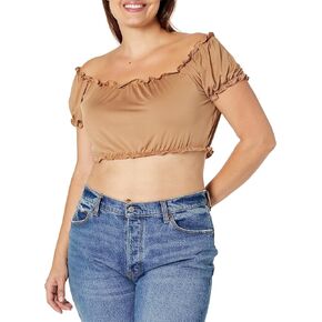 Daisy corsets Women's Tan Short Sleeve Peasant Top
