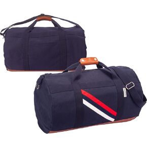 High End Canvas Barrel Duffle Travel Bag Overnight Weekender Bag Sports Equipment Gym Fitness Work Out Bag with Leather Bottom and Shoe Compartment in Kuwait