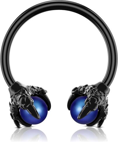OUFER 316L Surgical Steel Circular Earrings Two White Opals Surrounded by Dragon Claws Cartilage Earing Ear Body Piercing Jewelry Helix Earrings Piercing… in Kuwait