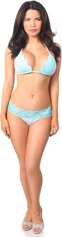 Daisy Beachwear Women's Standard White Sequin Pucker Back Bikini W/lt Blue Lace in Kuwait