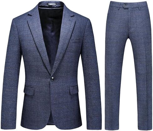 Mens Plaid Suit Tweed Slim Fit 2 Piece Casual Suits for Men One Button Tuxedo Suits Set （Blazer Jacket & Pants Set） in Saudi Arabia