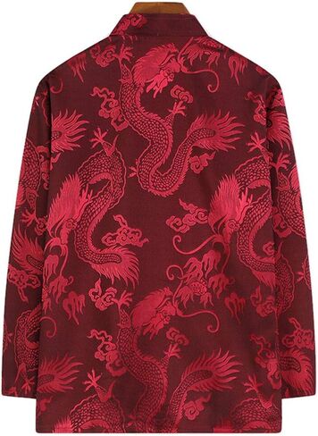 wecotton Tang Suit Men Hanfu Chinese Traditional Clothes Kung Fu Shirt Uniform Long Sleeved Coat Tops and Pants in Saudi Arabia