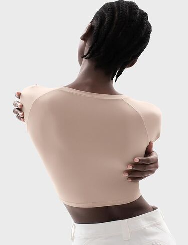 PUMIEY Women's Short Sleeve Crop Tops Crew Neck T Shirt Sexy Tee Smoke Cloud Collection in Kuwait