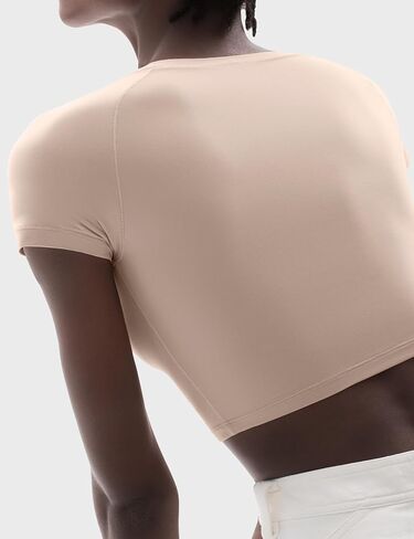 PUMIEY Women's Short Sleeve Crop Tops Crew Neck T Shirt Sexy Tee Smoke Cloud Collection in Kuwait