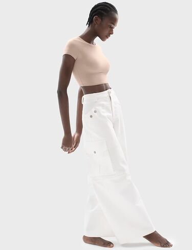 PUMIEY Women's Short Sleeve Crop Tops Crew Neck T Shirt Sexy Tee Smoke Cloud Collection in Kuwait