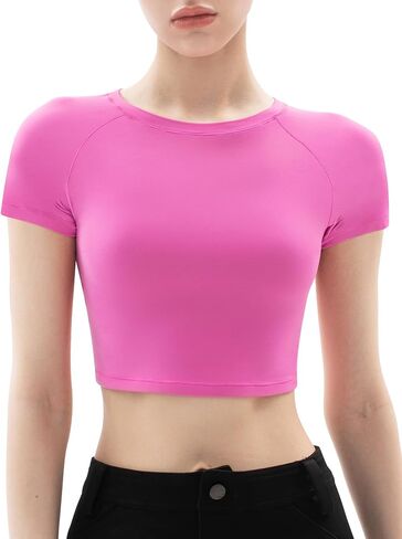 PUMIEY Women's Short Sleeve Crop Tops Crew Neck T Shirt Sexy Tee Smoke Cloud Collection in Kuwait