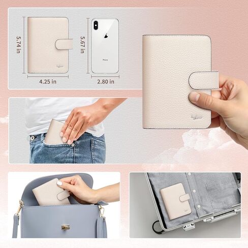 حامل جواز السفر للنساء، محفظة جواز السفر من الجلد الطبيعي مع خاصية حجب RFID للرجال والنساء، غطاء جواز السفر مع إغلاق سريع مناسب لبطاقة تسجيل التحصين المحدثة (العاجي) in Kuwait