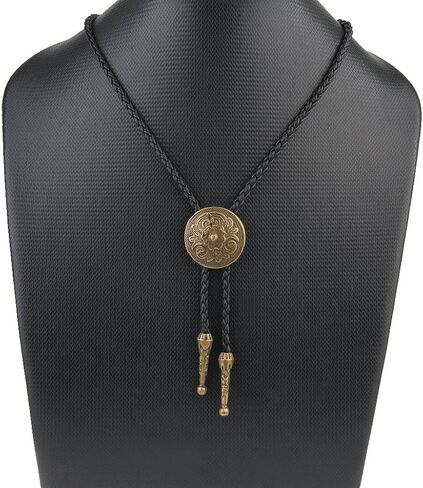 LIANCHI Western Black Bolo Tie for Men and Women,Native American Leather Bolo Tie String in Kuwait