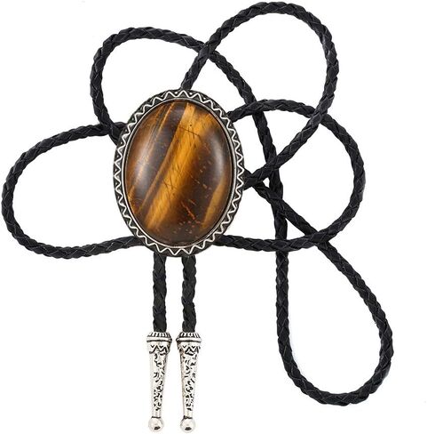 KDG Nature Agate Triangle Shape Western Cowboy Celtic Black Stone Bolo Tie Necktie For Men in Kuwait