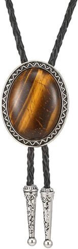 KDG Nature Agate Triangle Shape Western Cowboy Celtic Black Stone Bolo Tie Necktie For Men in Kuwait