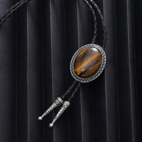 KDG Nature Agate Triangle Shape Western Cowboy Celtic Black Stone Bolo Tie Necktie For Men in Kuwait