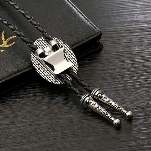 KDG Nature Agate Triangle Shape Western Cowboy Celtic Black Stone Bolo Tie Necktie For Men in Kuwait