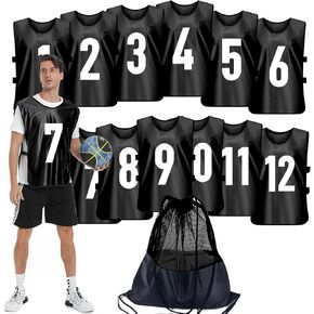 Scrimmage Training Vest (12 Pack) Team Sports Pinnies Jerseys for Adult Youth Soccer Bibs Numbered Practice Jerseys