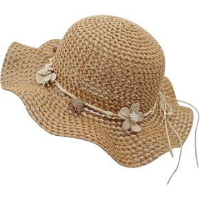 Bienvenu Girls Straw Hat Sun Hat Summer Beach Hat with Flowers in Kuwait