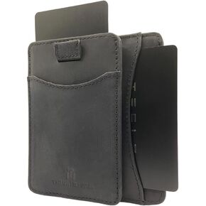 حامل بطاقة مفتاح رئيسي من Tailor لطراز Tesla 3 X Y حافظة بطاقات رفيعة ومحفظة رفيعة وحافظة بطاقة ائتمان بسيطة مع حجب RFID (أسود داكن) in Kuwait