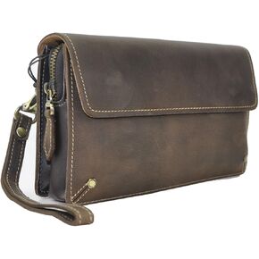 Le'aokuu Men Leather Business Briefcase Clutch Hand Under Arm Bag Male Organizer Wallet Tablets Case (2753 Brown)