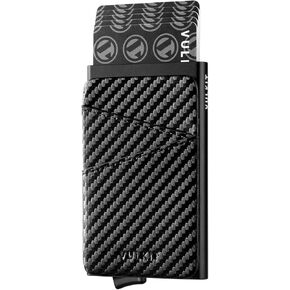 VULKIT Credit Card Holder Pop up Wallet with Extra Leather Slots RFID Blocking Slim Metal Card Case for Men or Women(Black) in Saudi Arabia