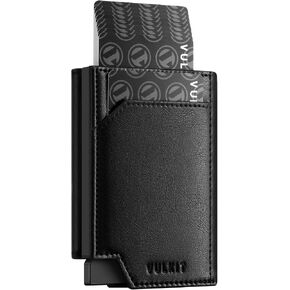 VULKIT Credit Card Holder with Coin Pocket Magnetic Closure Pop up Card Wallet RFID Blocking Minimalist Leather Card Case(Black) in Saudi Arabia