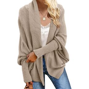 Imily Bela Women's Kimono Batwing Cable Knitted Slouchy Oversized Wrap Cardigan Sweater