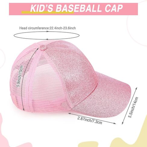 Xtinmee 9 Pcs Summer Sequin Girls Baseball Hat Shiny Ponytail Baseball Hat Adjustable Glitter Baseball Cap for Kids Golf Outdoor in Saudi Arabia