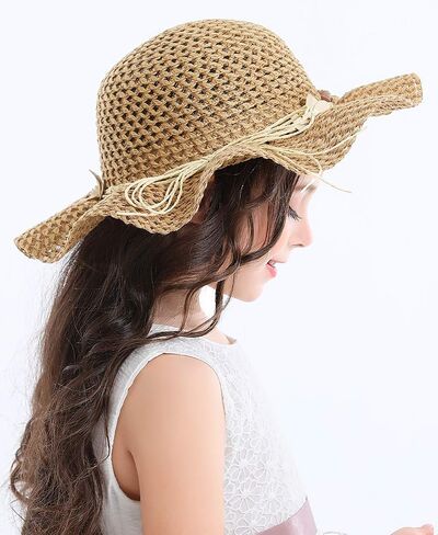 Bienvenu Girls Straw Hat Sun Hat Summer Beach Hat with Flowers in Kuwait