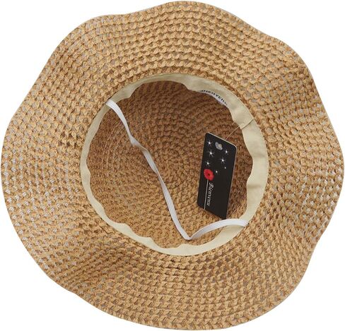 Bienvenu Girls Straw Hat Sun Hat Summer Beach Hat with Flowers in Kuwait