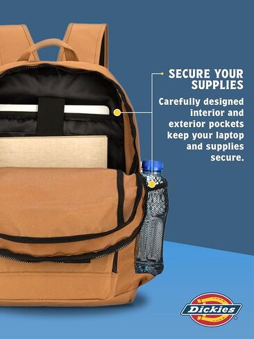 Dickies Tradesman Backpack Extra Large Capacity Logo Water Resistant Casual Daypack for Travel Fits 15.6 Inch Notebook (Brown Duck) in Saudi Arabia