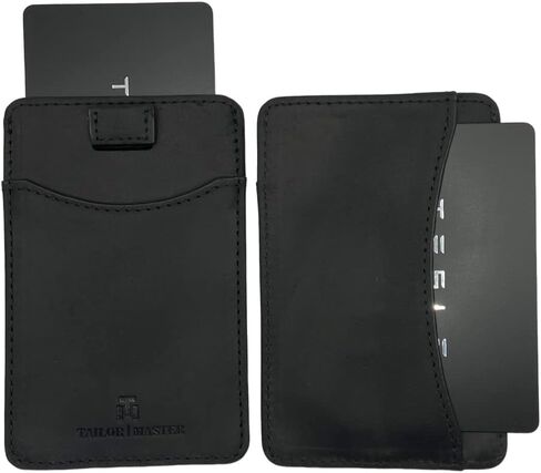 حامل بطاقة مفتاح رئيسي من Tailor لطراز Tesla 3 X Y حافظة بطاقات رفيعة ومحفظة رفيعة وحافظة بطاقة ائتمان بسيطة مع حجب RFID (أسود داكن) in Kuwait