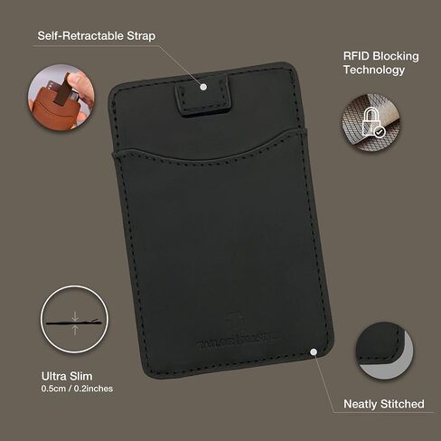 حامل بطاقة مفتاح رئيسي من Tailor لطراز Tesla 3 X Y حافظة بطاقات رفيعة ومحفظة رفيعة وحافظة بطاقة ائتمان بسيطة مع حجب RFID (أسود داكن) in Kuwait